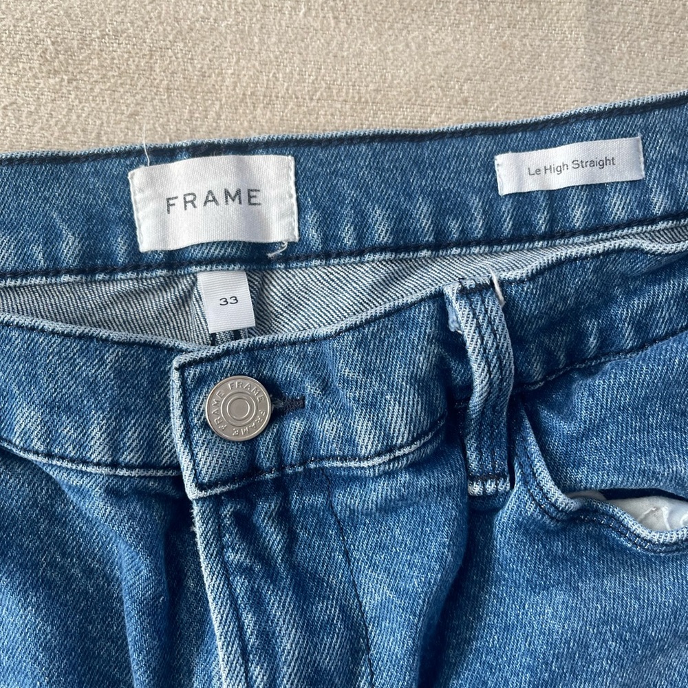 Frame Denim Blue Straight Leg Jeans